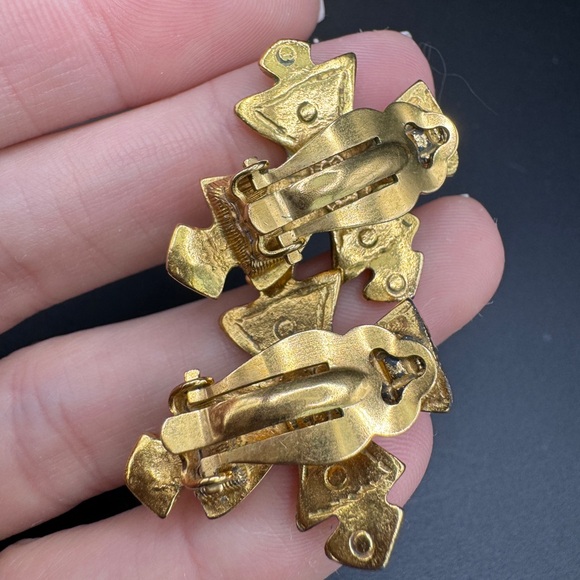 LOT 1620 24K gold plated CHANEL vintage clip on earrings - Picture 4 of 7